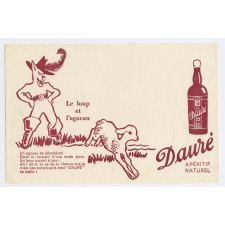 Buvard publicitaire. Apéritif naturel Dauré. Le loup et l'agneau.