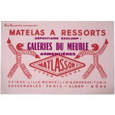 Buvard publicitaire. Matelas à ressorts Matlassor. 