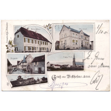 Gruss aus Westhofen i. Elsass - Gemeindehaus - Kath. Schule - Birisgasse - Evang. Kirche - Zwingel.