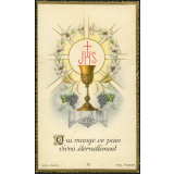 Image religieuse. Qui mange ce pain vivra éternellement.