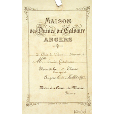 Ex-praemio . Maison des Dames du Calvaire, Angers.