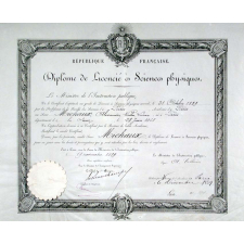 Diplôme de Licencié ès Sciences physiques.