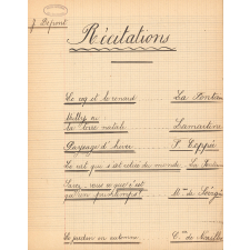 Cahier de Français : récitations et chants.