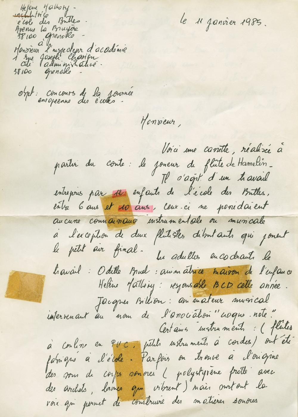 Concours de la journée européenne des écoles. Le joueur de flûte de Hamelin. 