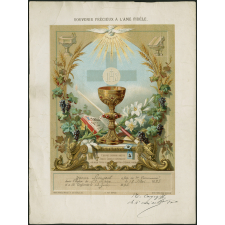 Attestation de première communion et de confirmation. Souvenir précieux à l'âme fidèle.