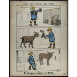 Tableaux muraux. Pour faire parler nos petits. 32 scènes familières en images sans paroles. Première Série. 9- Jacquot soigne ses bêtes. 10- Josette va en visite.
