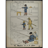 Tableaux muraux. Pour faire parler nos petits. 32 scènes familières en images sans paroles.  Première Série. 15- Maurice va à la pêche. 16- Au pâturage.