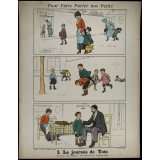 Tableaux muraux. Pour faire parler nos petits. 32 scènes familières en images sans paroles. Première Série. 1- La journée de Toto. 2- Pauline fait les commissions.