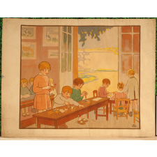 Tableau mural. En famille et à l'école: Chez les petits .