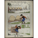 Tableaux muraux. Pour faire parler nos petits. 32 scènes familières en images sans paroles. Deuxième Série. 19- Le rucher. 20- Le bain imprévu.