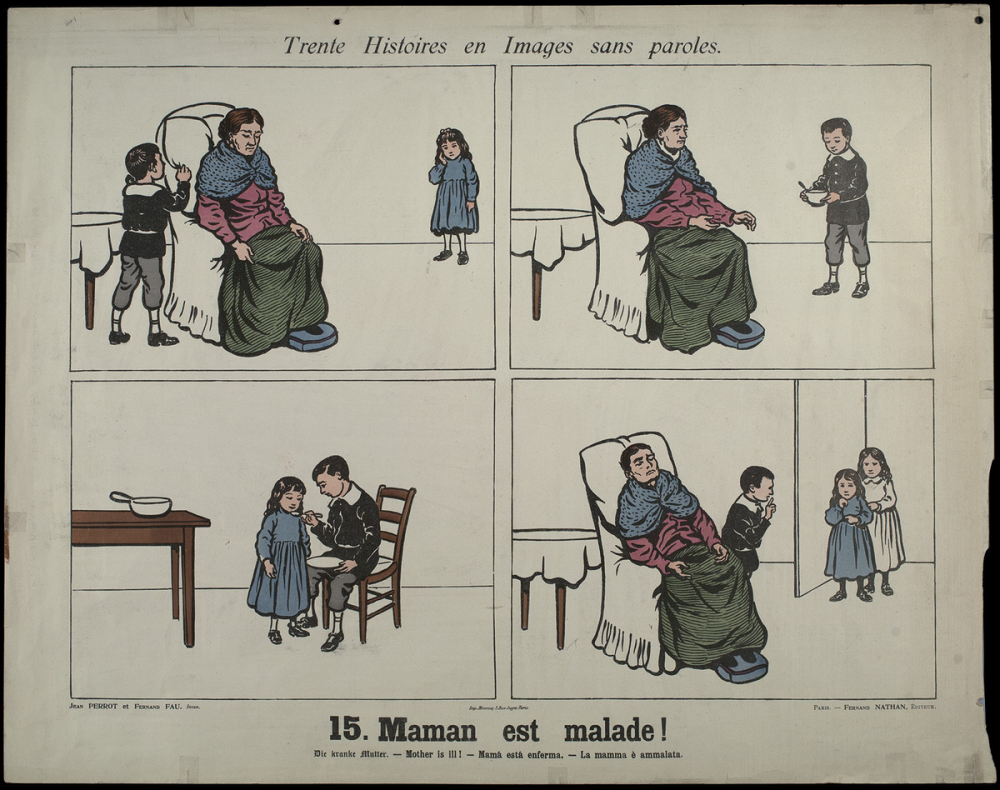 Trente histoires en images sans paroles. 15- Maman est malade. 16- La fête du père.
