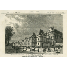 Le Conservatoire des Arts-et-Métiers : Aspect du monument terminé. Vue en façade sur la rue Saint-Martin.