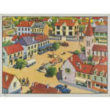 Tableau mural. N°33- Le village. N°34- La ville.