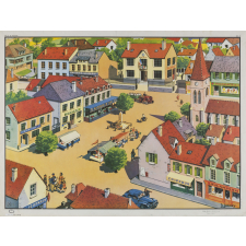 Tableau mural. N°33- Le village. N°34- La ville.