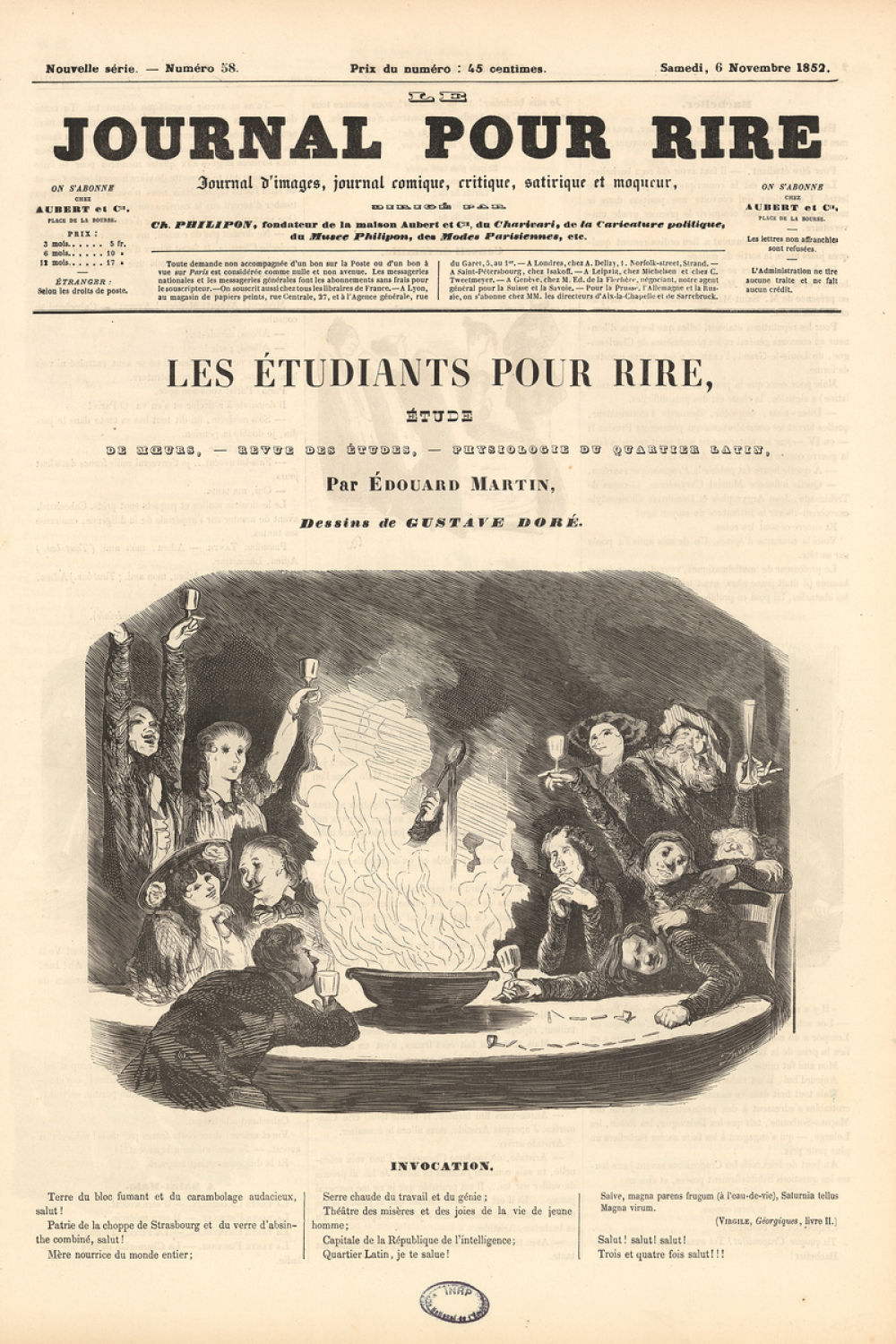 Les étudiants pour rire. Étude de moeurs, revue des études, physiologie du quartier Latin, par Edouard Martin.