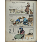 Tableaux muraux. Pour faire parler nos petits. 32 scènes familières en images sans paroles. Deuxième Série. 23- La tonte du mouton. 24- Les tois âges.