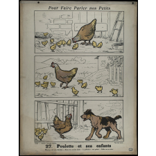 Tableaux muraux. Pour faire parler nos petits. 32 scènes familières en images sans paroles. Deuxième série. 27- Poulette et ses enfants. 28- Les résultats de la dispute.