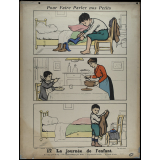 Tableaux muraux. Pour faire parler nos petits. 32 scènes familières en images sans paroles.   Deuxième série. 17- La journée de l'enfant. 18- La traite de la vache.