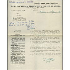 Fête de la Jeunesse 1952 - Acquittement des droits à la Société des auteurs, compositeurs & éditeurs de musique
