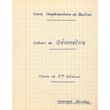 Cahier de géométrie, classe de 3ème générale