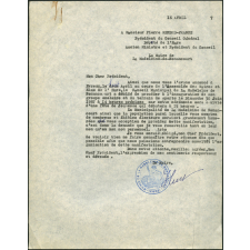 Lettre de M. Huet, maire de La Madeleine-de-Nonancourt, à Pierre Mendès France, président du Conseil général et député de l'Eure, pour lui demander de présider l'inauguration du groupe scolaire