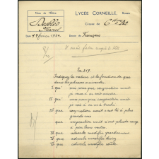Devoir de français - Lycée Corneille, Rouen, classe de 6ième A2