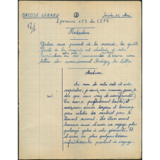 Certificat d'études 1957. Canton de Damville. Rédaction