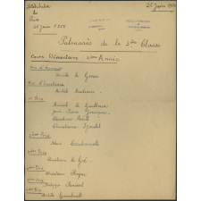 Palmarès de la 3ème classe - Distribution des Prix - 26 juin 1960