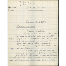 BEPC 1958. Collège de Damville. Devoir d'orthographe
