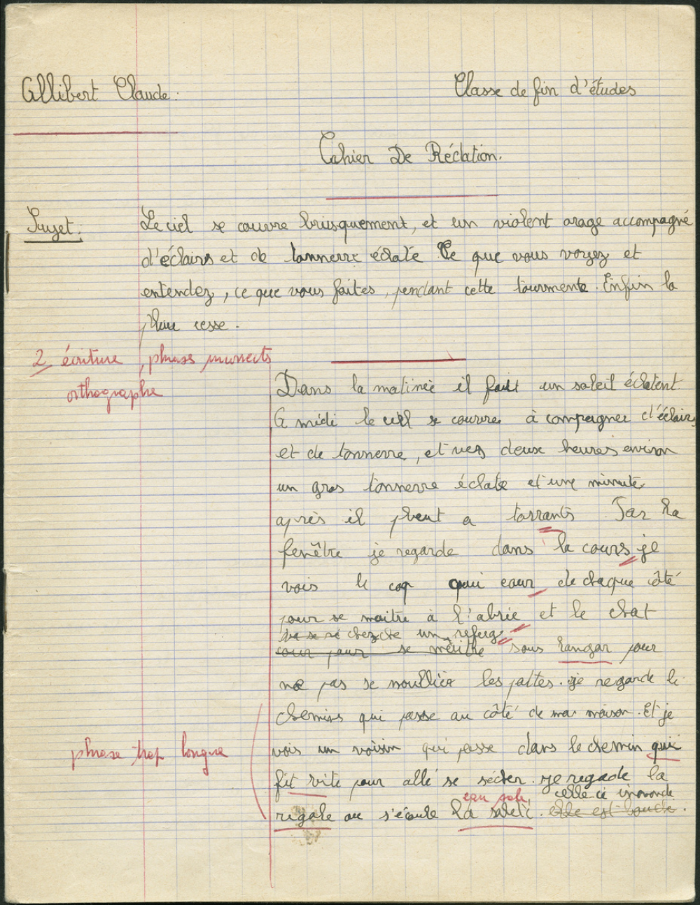 Cahier de rédaction
