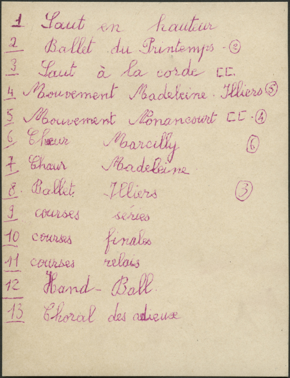Fiches pour la préparation de la fête de la Jeunesse 1952