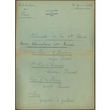 Palmarès de la 3e classe - Distribution des Prix - 30 juin 1963