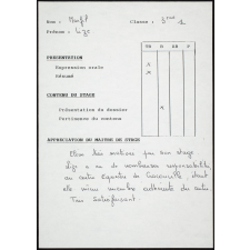 Collège de Damville. Stage de 3e. Évaluation de stage