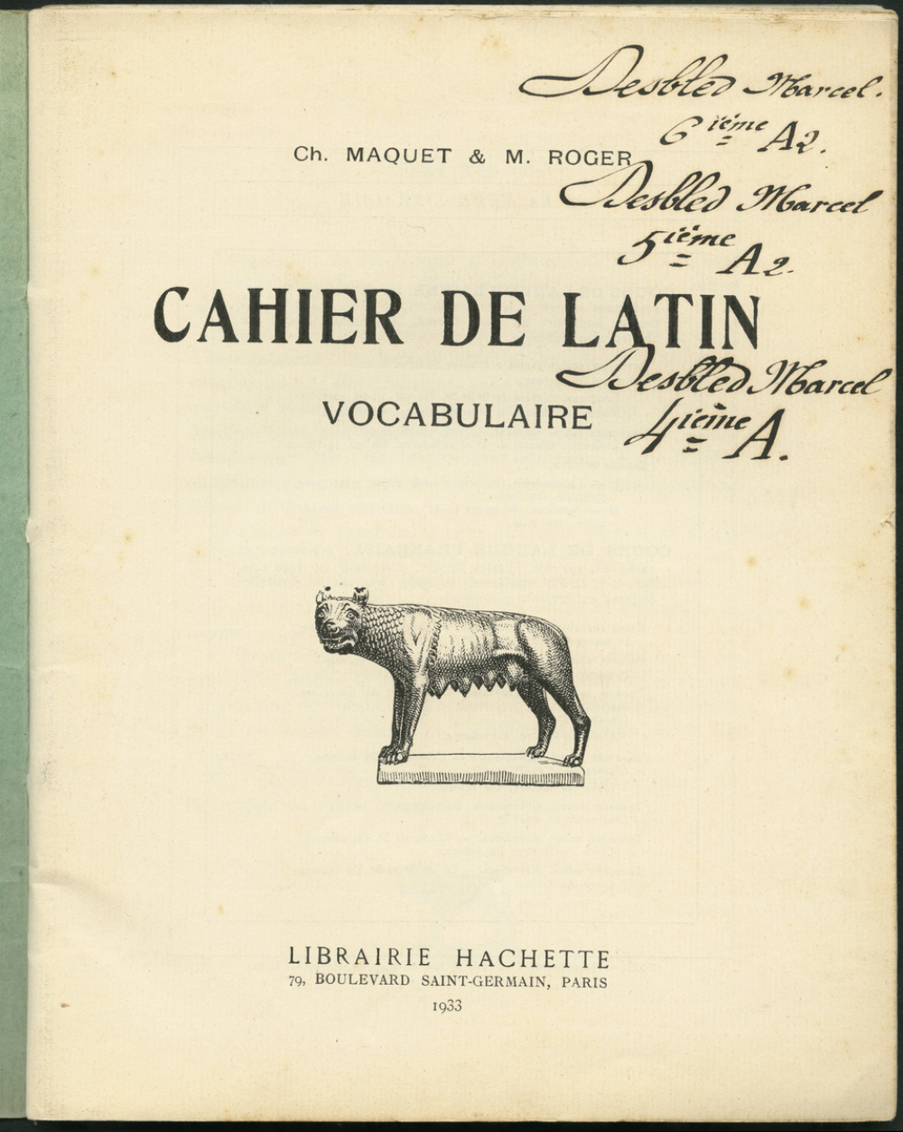 Cahier de latin - Vocabulaire