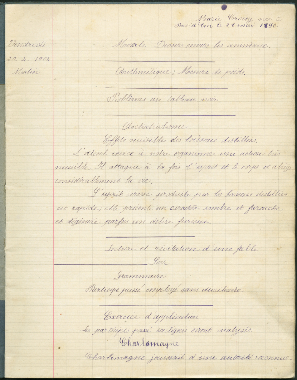 Cahier journalier