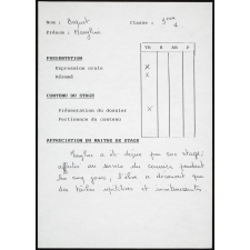 Collège de Damville. Stage de 3e. Évaluation de stage