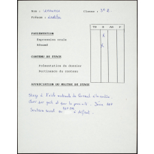 Collège de Damville. Stage de 3e. Évaluation de stage