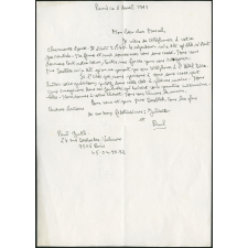 Lettre de Paul Guth à Marcel Desbled, son ancien élève