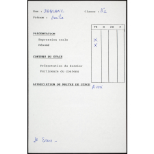 Collège de Damville. Stage de 3e. Évaluation de stage