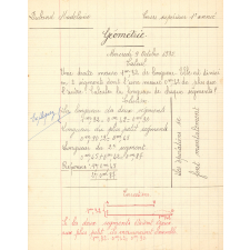 Géométrie, cours supérieur 1ère année