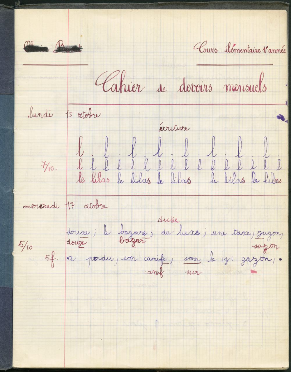Cahier (de devoirs) mensuel(s)