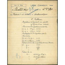 Devoir de mathématiques - Lycée Corneille, Rouen, classe de 6ième A2