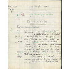 BEPC 1958. Collège de Damville. Anglais