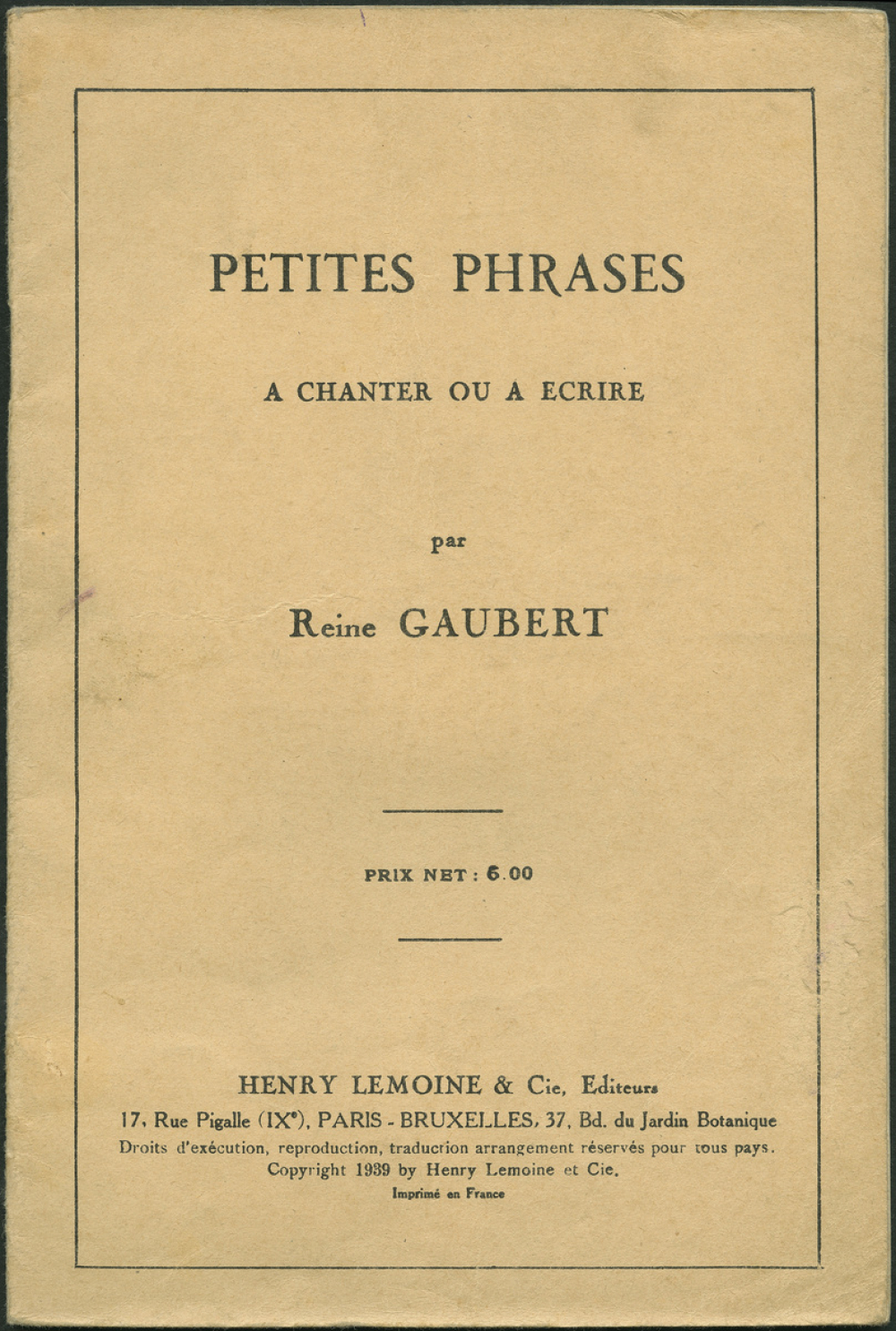 Petites phrases à chanter ou à écrire