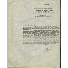 Lettre de M. Huet, maire de La Madeleine-de-Nonancourt, à Pierre Mendès France, président du Conseil général et député de l'Eure, pour accepter l'horaire de sa présence à l'inauguration du groupe scolaire