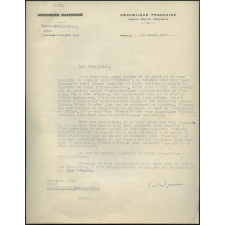 Lettre de Pierre Mendès France, président du Conseil général et député de l'Eure, à M. Huet, maire de La Madeleine-de-Nonancourt, pour préciser dans quelles conditions il peut de présider l'inauguration du groupe scolaire