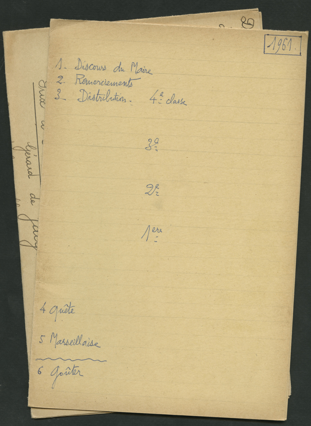 Palmarès de l'année scolaire 1960-1961 - Distribution des Prix - 25 juin 1961