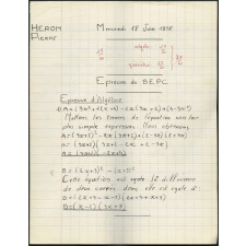 BEPC 1958. Collège de Damville. Mathématiques