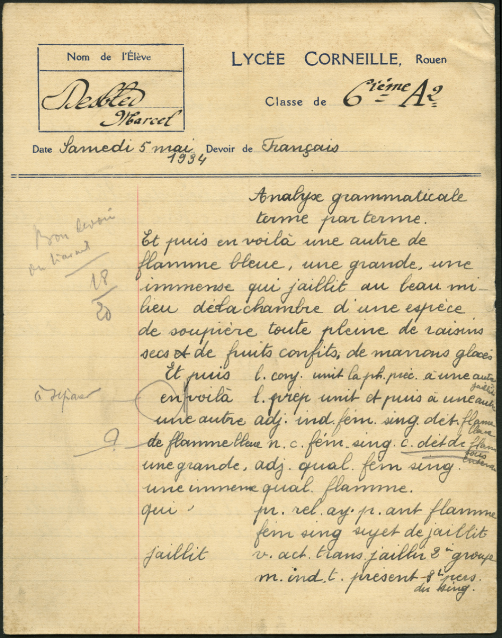 Devoir de français - Lycée Corneille, Rouen, classe de 6ième A2