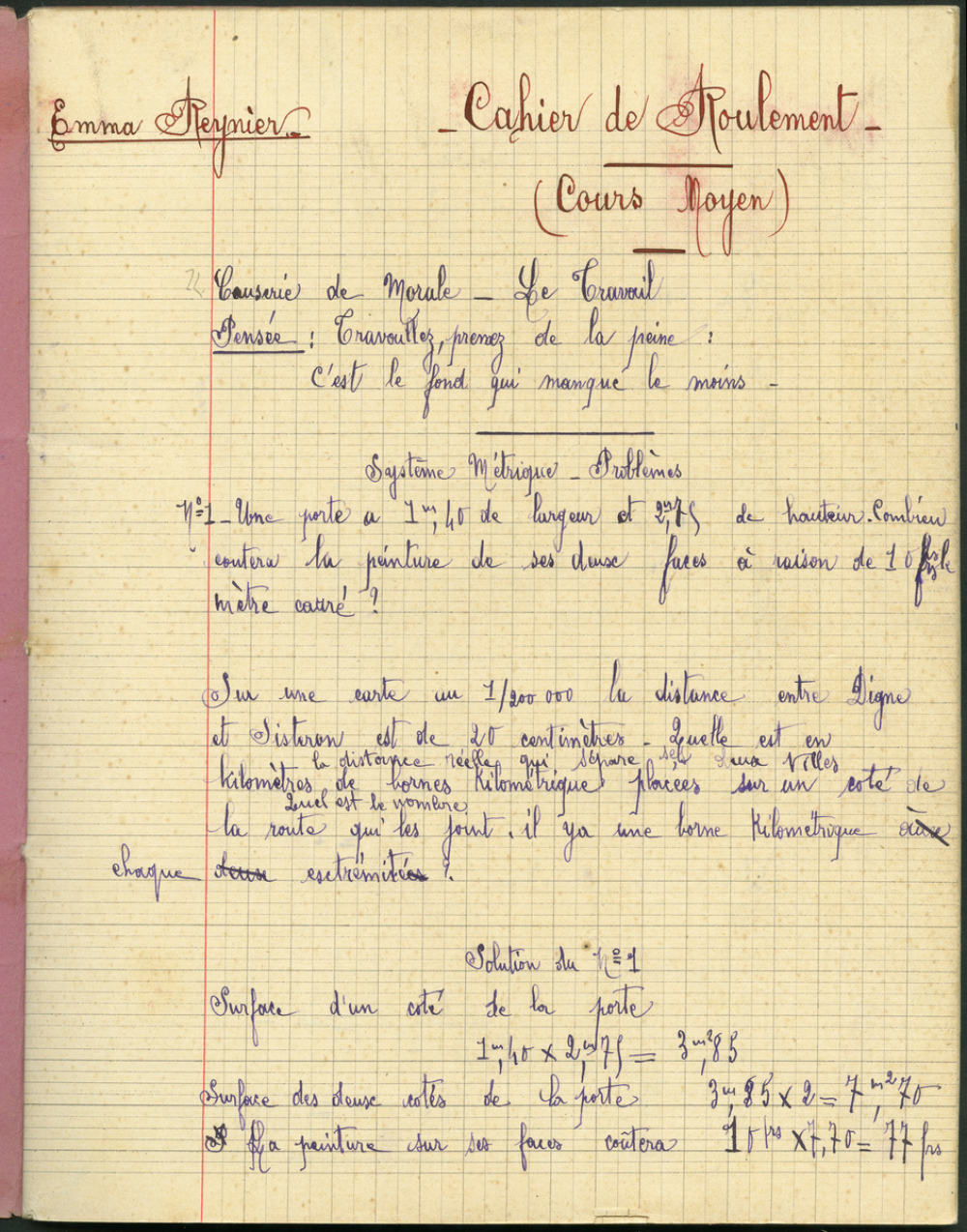 Cahier de roulement